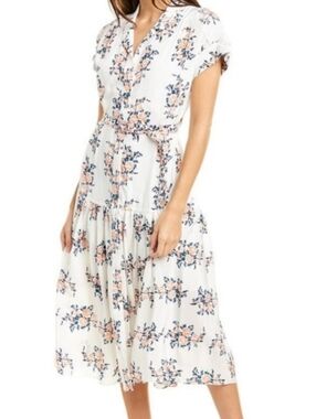 Veronica Beard Meagan Floral Print Midi Dress Size 2